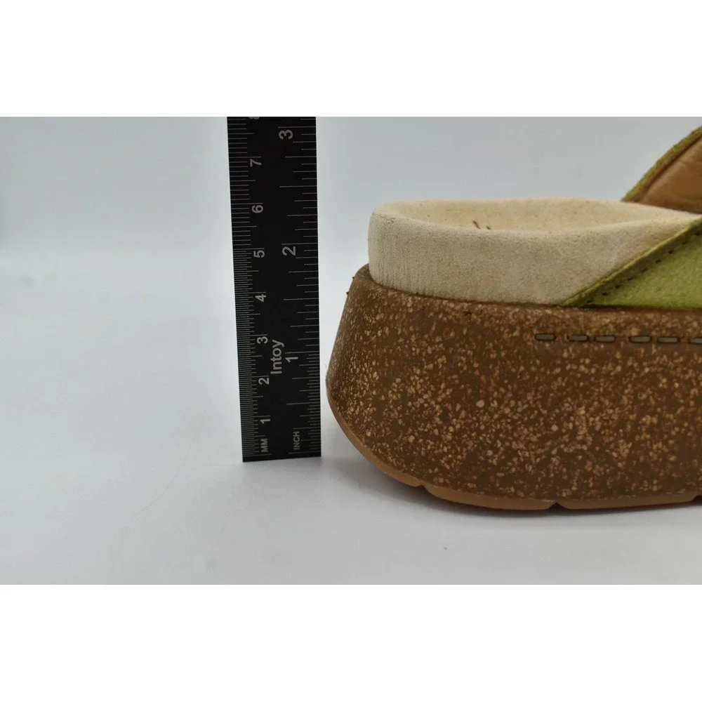 Dansko EU 41 Bridget Burnished Suede Lime Chunky Slides Sandals Shoes Coquette